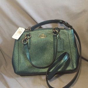 Coach Mini Christie Carryall Metallic Teal F23337